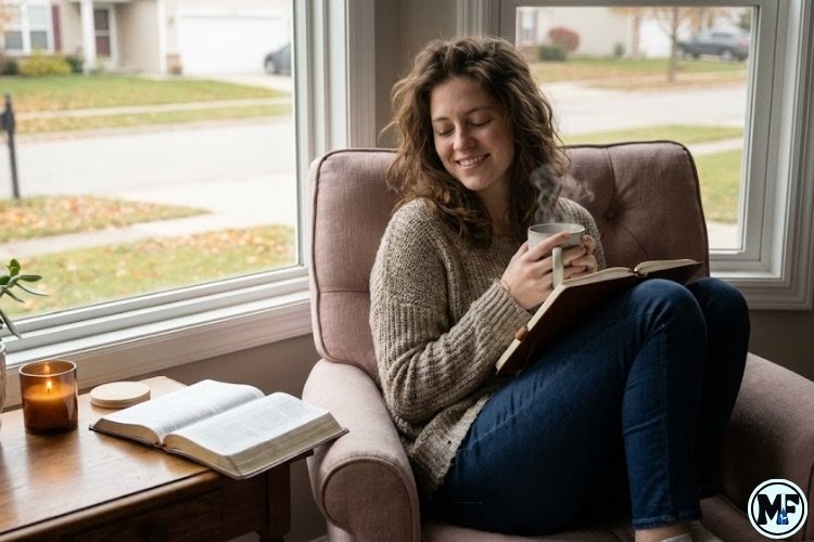 Mercy to Faith blog Images - Young Lady Practising Self-Care at Home