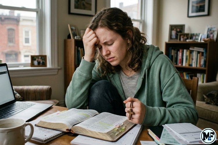 A Lady with Anxiety When Mind Feels Overwhelmed