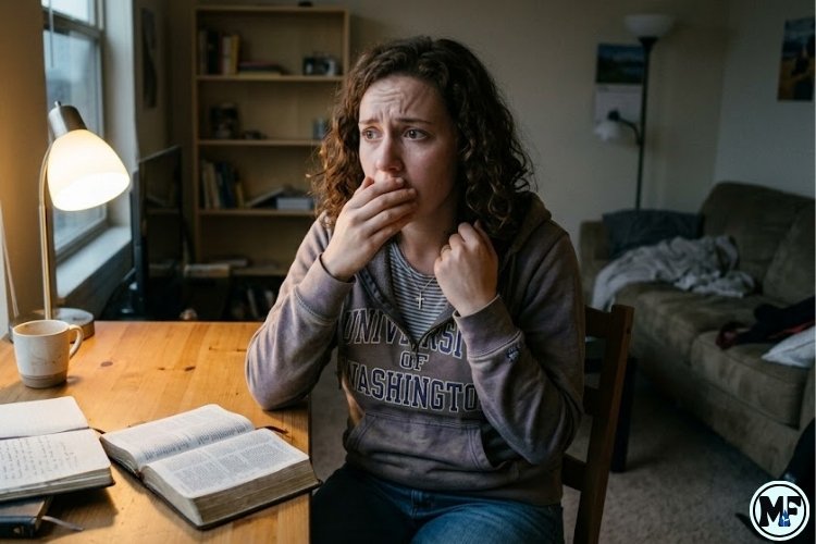 A Lady with Fear When Anxiety Rises