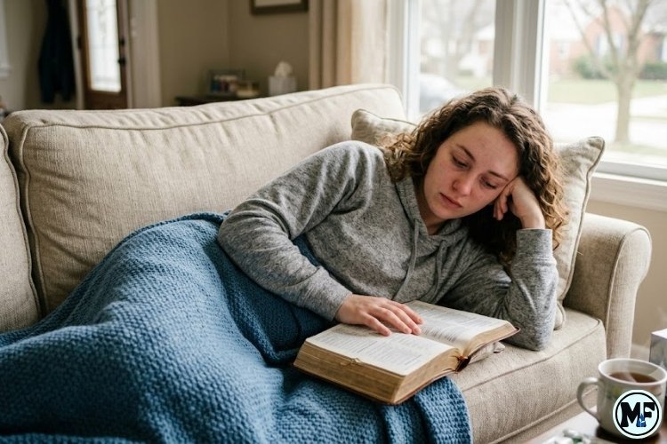 A Lady Reading Scriptures About Healing and Restoration